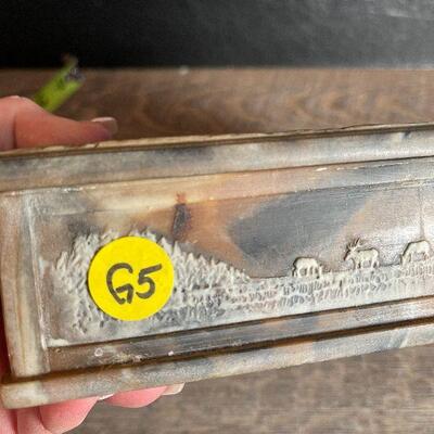 G5: Genuine Incolay Stone Box Handcrafted Signed Roberts