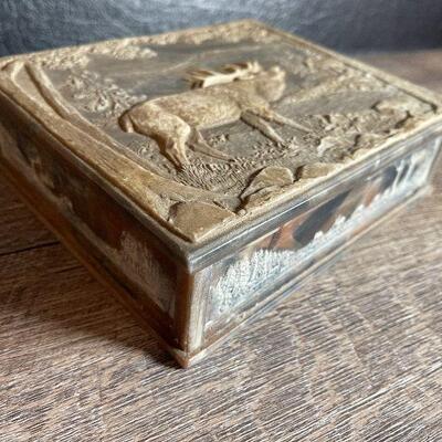 G5: Genuine Incolay Stone Box Handcrafted Signed Roberts
