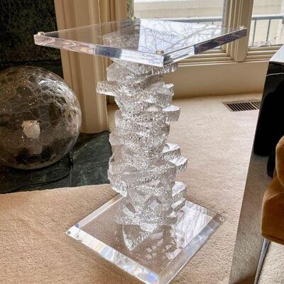 MCM Haziza lucite sculptural pedestal table like stacked ice