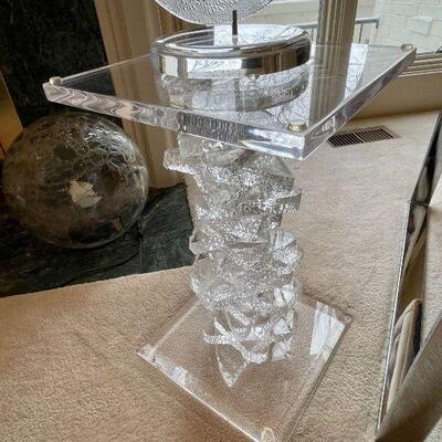 MCM Haziza lucite sculptural pedestal table like stacked ice