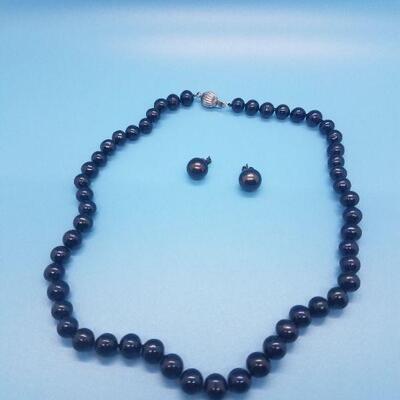 Lot #11 - Blue Pearl Necklace and earring set