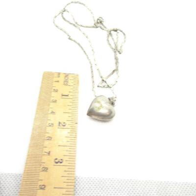 Silver Tone Bubble Heart Necklace - Sweetheart Necklace 
