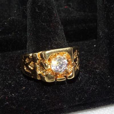 Inspecteren zeil Klooster 18KGP Gold Nugget Man's Pinkie Ring, CZ Scarface Ring - Size 11 |  EstateSales.org