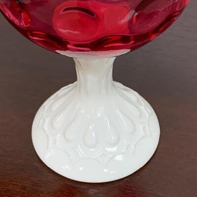 Fenton Ruby Overlay Ivy Ball