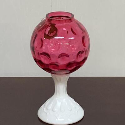 Fenton Ruby Overlay Ivy Ball