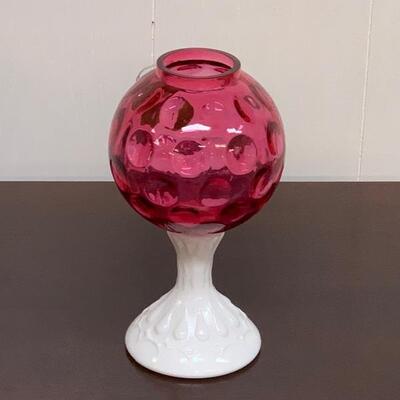 Fenton Ruby Overlay Ivy Ball