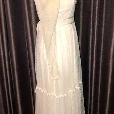 1970s White Maxi Dress Wedding OR Prom 