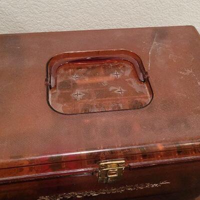 Lot 100: Vintage Mid Century Modern Sewing Box FULL of Assorted ESSENTIALS 