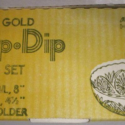 #6 Vintage Chip and Dip Three Piece Set by Anchor Hocking, New in Box