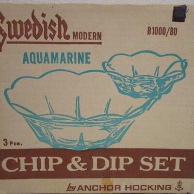 #9 Vintage Chip and Dip Three Piece Set by Anchor Hocking 