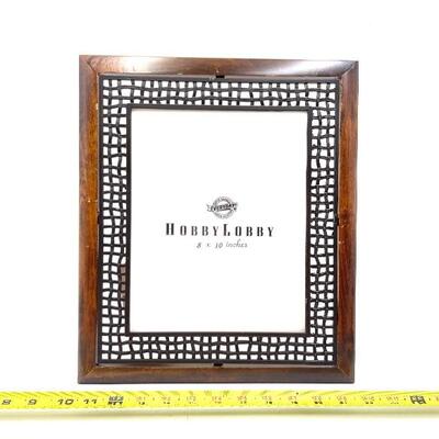 HOBBY LOBBY 8x10 WOOD AND METAL PICTURE FRAME (LOT #144)