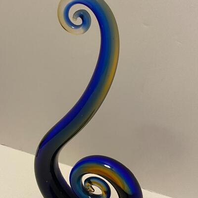 Murano Blue and Gold Hand Blown Clef note 