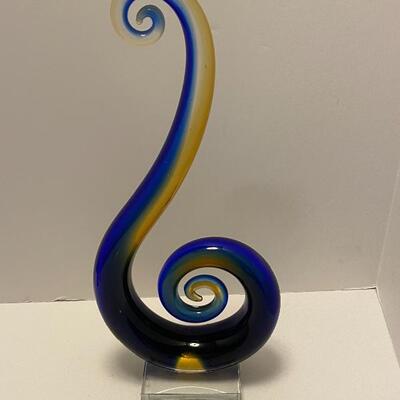 Murano Blue and Gold Hand Blown Clef note 