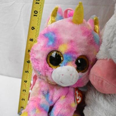 3 pc Stuffed Animal Backpack Toys: 2 Unicorns & one Monster