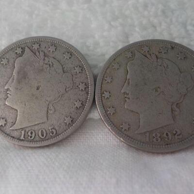2- 1892 and 1905  V nickels.