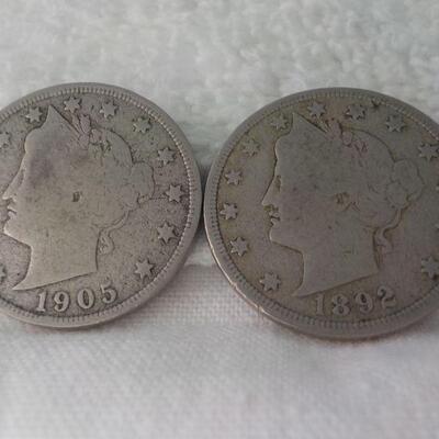 2- 1892 and 1905  V nickels.