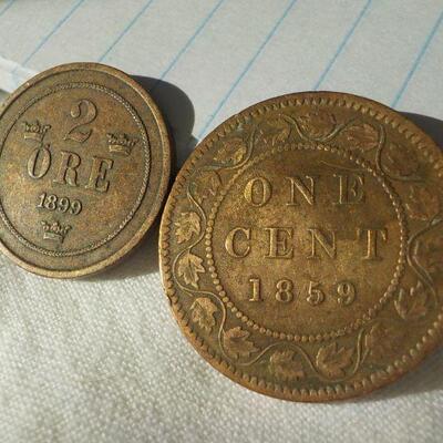 1859 Canadian and 1899 Irish Coins.