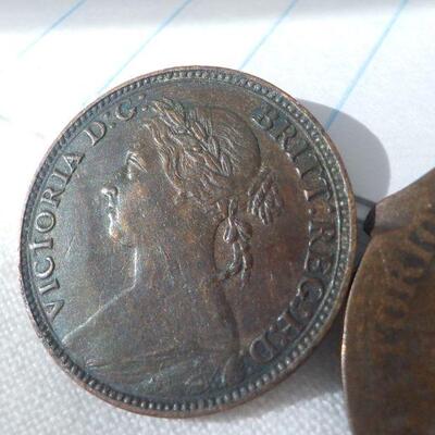 1881 Victoria Par coin and French 