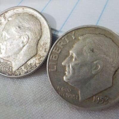 5- 1950's Roosevelt silver dimes.