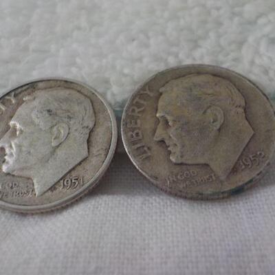 5- 1940's Roosevelt silver dimes.