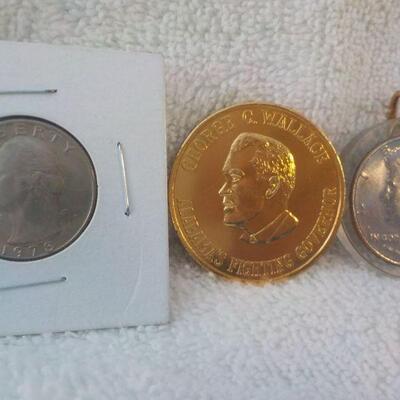 1978 D quarter, George Wallace commemorative coin and President Kennedy Centennial coin