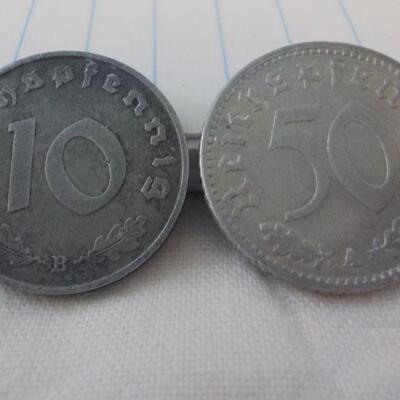 2 Rare 1940 German coins by Hitler.in WW2.