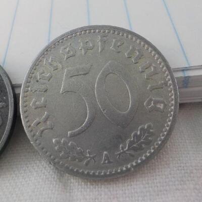 2 Rare 1940 German coins by Hitler.in WW2.