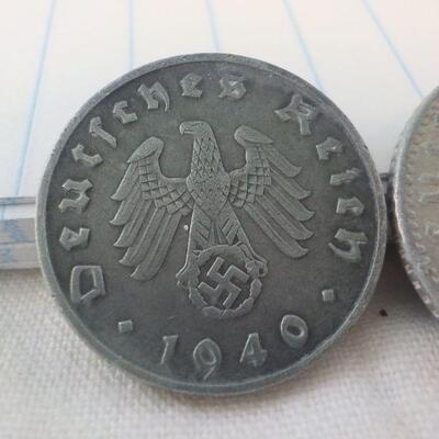 2 Rare 1940 German coins by Hitler.in WW2.
