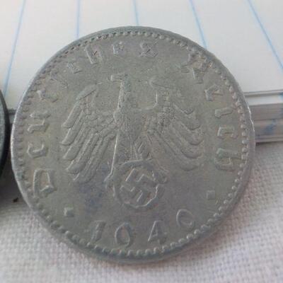2 Rare 1940 German coins by Hitler.in WW2.