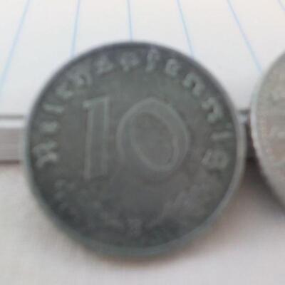 2 Rare 1940 German coins by Hitler.in WW2.