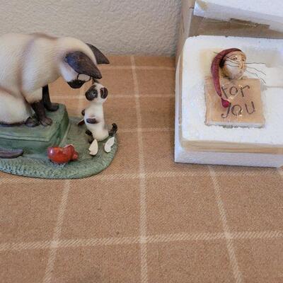 Lot 186: Christmas Kitty Deco- one is signed on the bottom