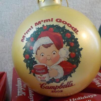 3 - Vintage Campbells collectible Ornaments with boxes.