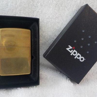 Vintage ALL Brass Zippo Lighter and Box.