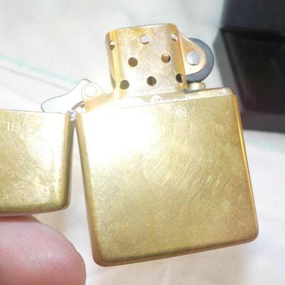 Vintage ALL Brass Zippo Lighter and Box.
