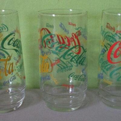 Lot 72 - 10 piece set of Coca-Cola Colorful Collage Glasses GOOGLE ALERT