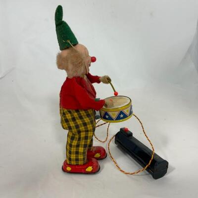 -110- VINTAGE | 1950s Battery Operated | Clown Drummer