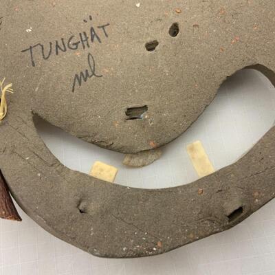 -120- Tunghat | Alaskan Native | Hand Crafted Terracotta Mask with Bone Teeth
