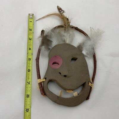 -120- Tunghat | Alaskan Native | Hand Crafted Terracotta Mask with Bone Teeth