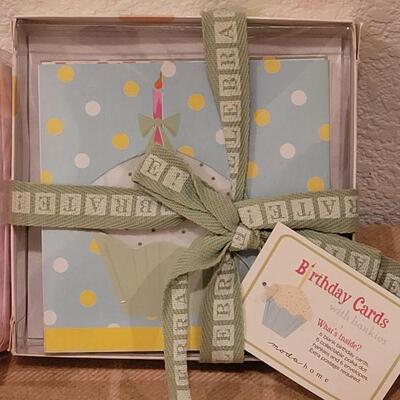 Lot 233: New Birthday Card with Hankies, Cupcake Candle and Glass Candle Holder