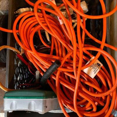 G60: Box Lot of Wire, Extension Cords, Rope, Tubing and More