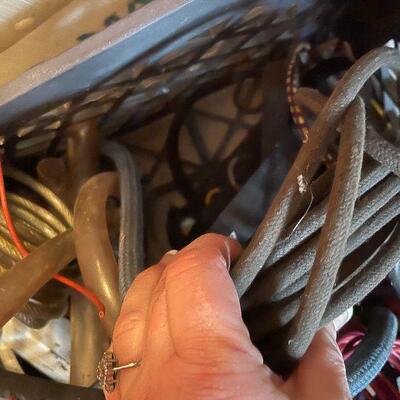 G60: Box Lot of Wire, Extension Cords, Rope, Tubing and More