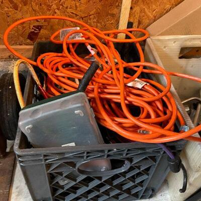 G60: Box Lot of Wire, Extension Cords, Rope, Tubing and More