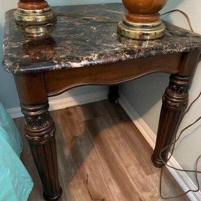 B5: Pair of Side Tables with Faux Marble Top