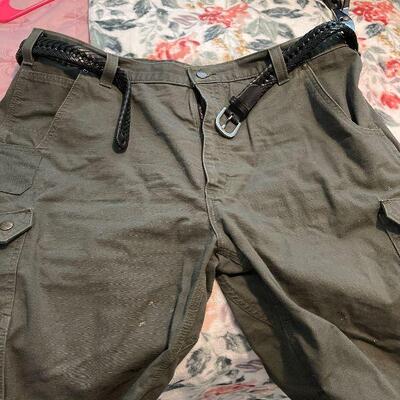 B10: Carhartt Denim Jeans, Long Sleeve Pocket T, and Green Cargo Shorts