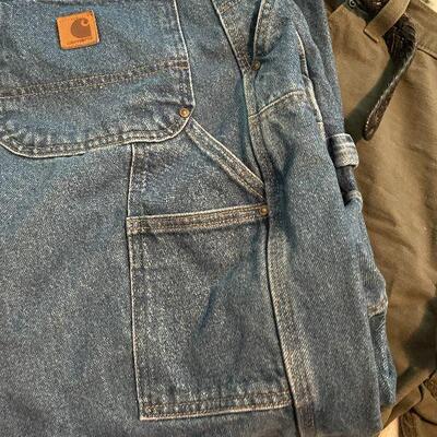 B10: Carhartt Denim Jeans, Long Sleeve Pocket T, and Green Cargo Shorts