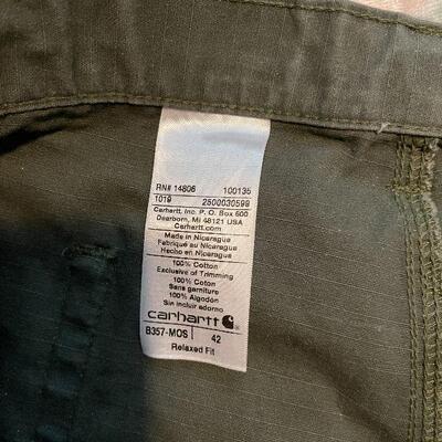 B10: Carhartt Denim Jeans, Long Sleeve Pocket T, and Green Cargo Shorts