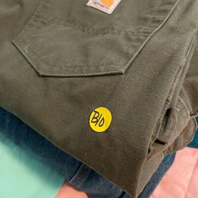 B10: Carhartt Denim Jeans, Long Sleeve Pocket T, and Green Cargo Shorts
