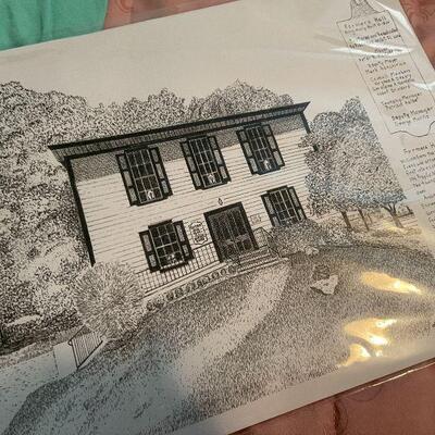 B16: Signed Print of Farmer's Hall in Mt. Laurel Township