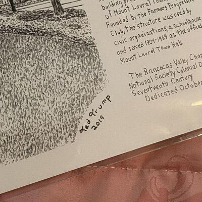 B16: Signed Print of Farmer's Hall in Mt. Laurel Township