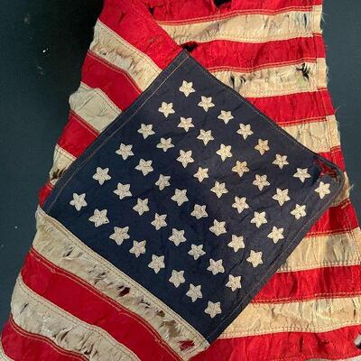 B17: Vintage and Well Worn US Flag 12"x16"
